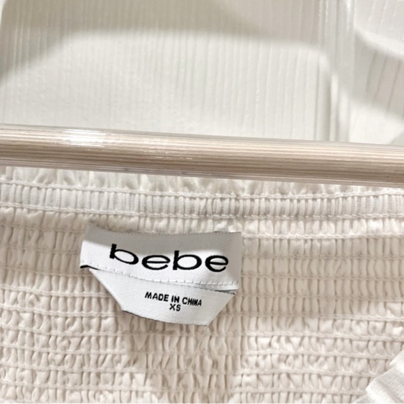 White Embroidered Smocked Off-Shoulder Top - Picture 5 of 6